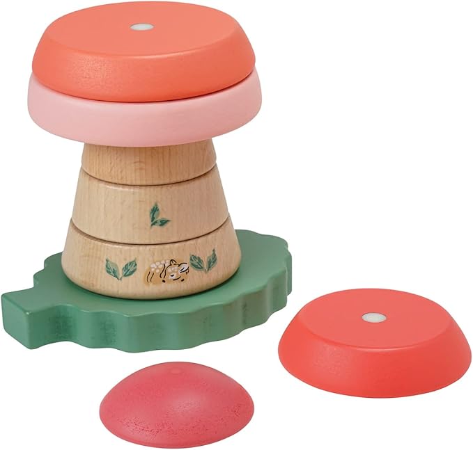 Manhattan Toy Folklore Fun-gi Magnetic Wooden Toadstool Shaped Stacking Toy for Babies 12 Months and Up