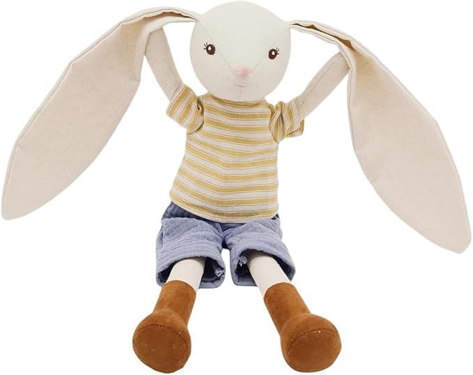 15" Bunny Stuffed Animals for Baby, Plush Toy Doll -Wearing Striped T-Shirt and Pants,Cute Doll Set Dress Up for 3 4 5 Year Old Girl - Gift for Birthday