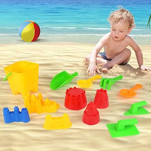 Liberty Imports 15-Piece Sand Castle Building Kit - Ultimate Beach Toy Set with Large Bucket, Rake, Shovels, Molds, and More - Ideal for Kids' Sand Play, Beach Fun, and Outdoor Activities