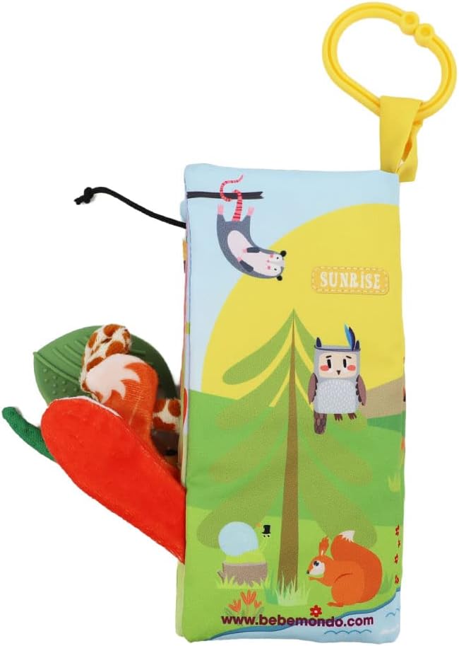 Jungle Baby Stroller Toys,Baby Books 0-6 Months,Touch and Feel Crinkle Cloth Books for Babies Infant Newborn Toys 0-3-6-12-18 Months, Interactive,Shower Gifts for Boys Girls