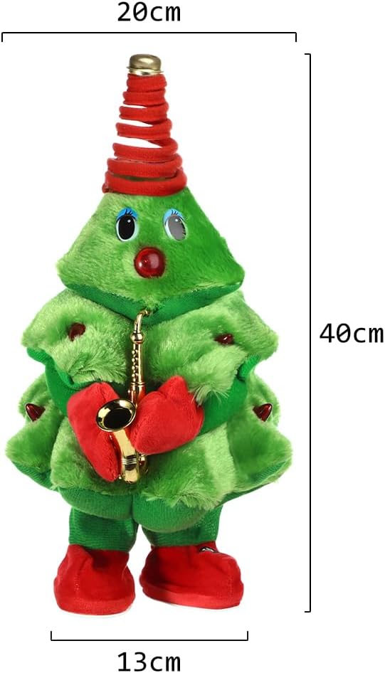 Twisting Singing Christmas Tree Santa Claus Reindeer Electric Musical Dancing Repeat What You Say Interactive Animated Plush Doll Figures with Songs Lights Funny Talking Glowing Doll Xmas Gift Decor