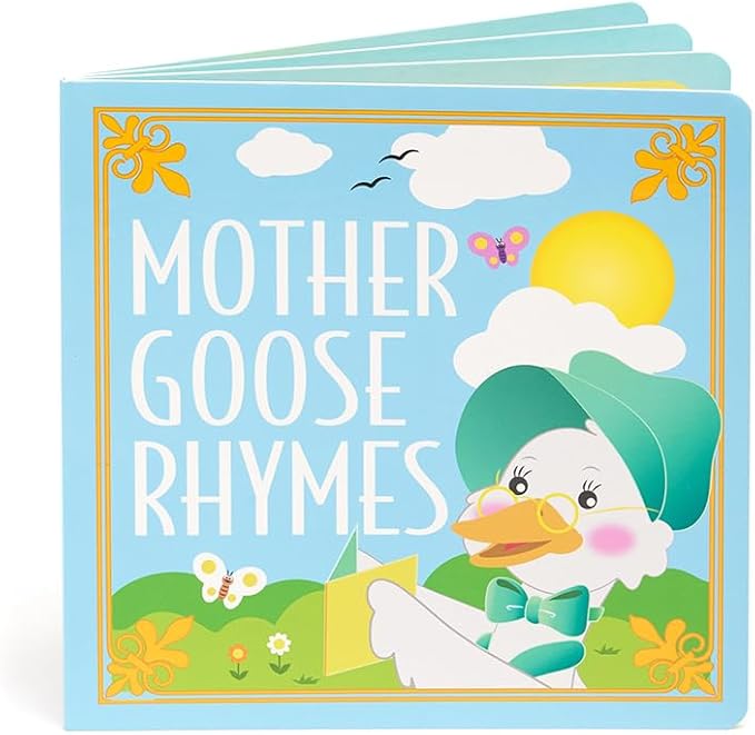 Cuddle Barn - Mother Goose Read-Along (Periwinkle) | Animated Bird Plush with Mouth Movement Recites 7 Nursery Rhymes, Comes with Board Book, 14 inches
