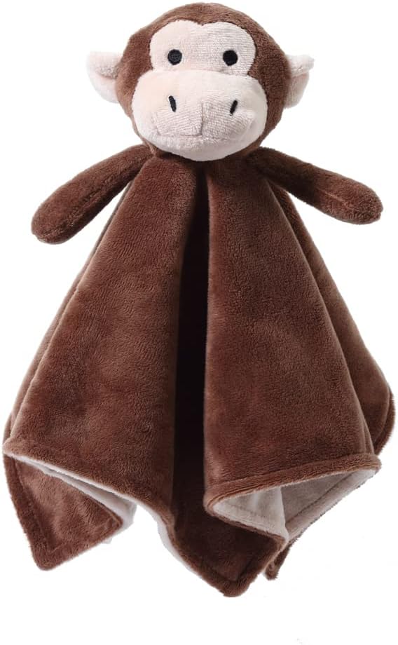CREVENT Cozy Plush Baby Security Blanket, Loveys for Baby Girls and Boys, Birthday (Deer+Monkey)