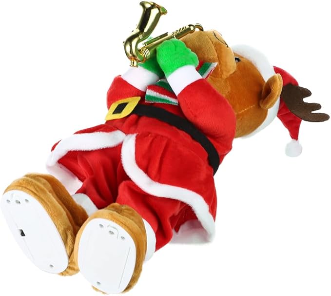 Twisting Singing Christmas Tree Santa Claus Reindeer Electric Musical Dancing Repeat What You Say Interactive Animated Plush Doll Figures with Songs Lights Funny Talking Glowing Doll Xmas Gift Decor