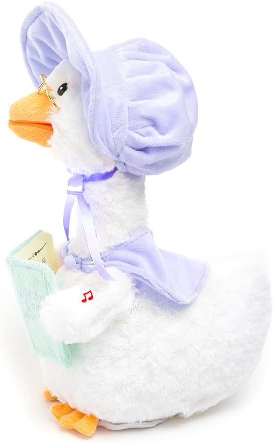 Cuddle Barn - Mother Goose Read-Along (Periwinkle) | Animated Bird Plush with Mouth Movement Recites 7 Nursery Rhymes, Comes with Board Book, 14 inches