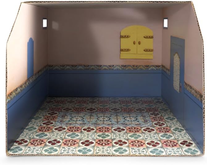 Bathroom Dollhouse Craft Kit – Easy to Build & Paint Miniature Bathroom | Cardboard Room + 9 Wooden Pieces + Decoration Sheets | 1:12 Scale | Sam & Julia's Mouse Mansion