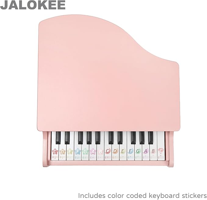 Kids Piano Keyboard, 25 Keys Grand Piano for Kids, Mini Music Educational Instrument Toy, Volume Adjustable, Wood Toy for Toddlers Girls Boys (Pink)