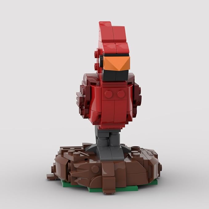 Northern Cardinal Building Blocks Set, Bird Animal Bricks for Room Art & Home Decor, MOC-153195 Collection, Creative Gift for Bird Enthusiasts & Adult Model Builders (204PCS)