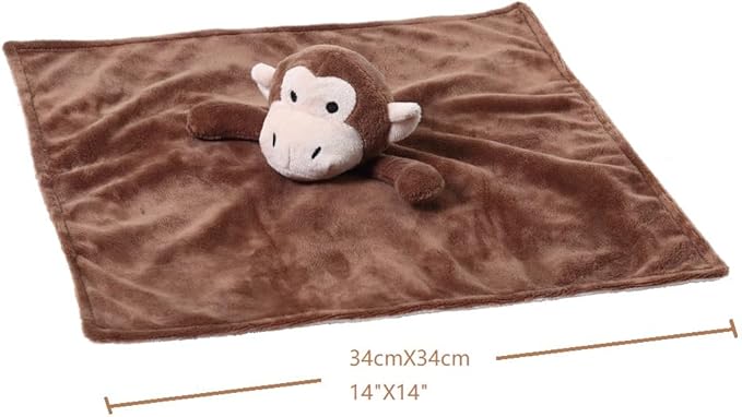 CREVENT Cozy Plush Baby Security Blanket, Loveys for Baby Girls and Boys, Birthday (Deer+Monkey)
