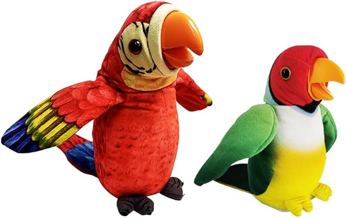 WEofferwhatYOUwant Talking Parrot Toy - Large Plush Macaw - Voice Activated - Repeats What You Say - Mouth Moves Wings Flap - Soft & Cuddly - Playtime & Family Fun for All Ages