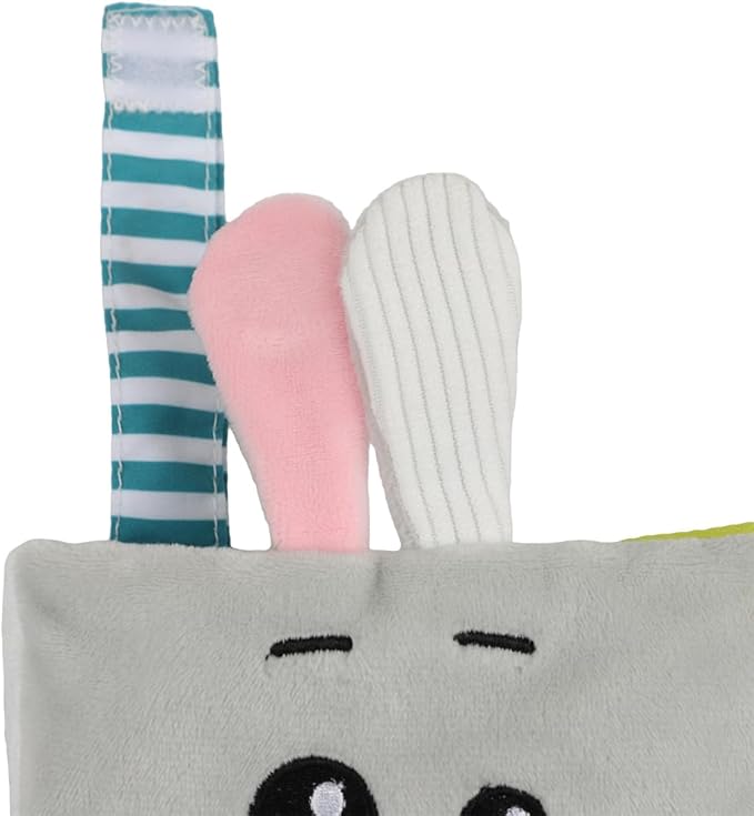 bebe mondo Crinkle Books for Babies, Soft Baby Books 0-6 Months, Infant Toys for 0-6-12-18 Months, Tummy Time Mirror Toy, Bunny Rabbit, Baby Gifts for Boys & Girls, Shower Gift