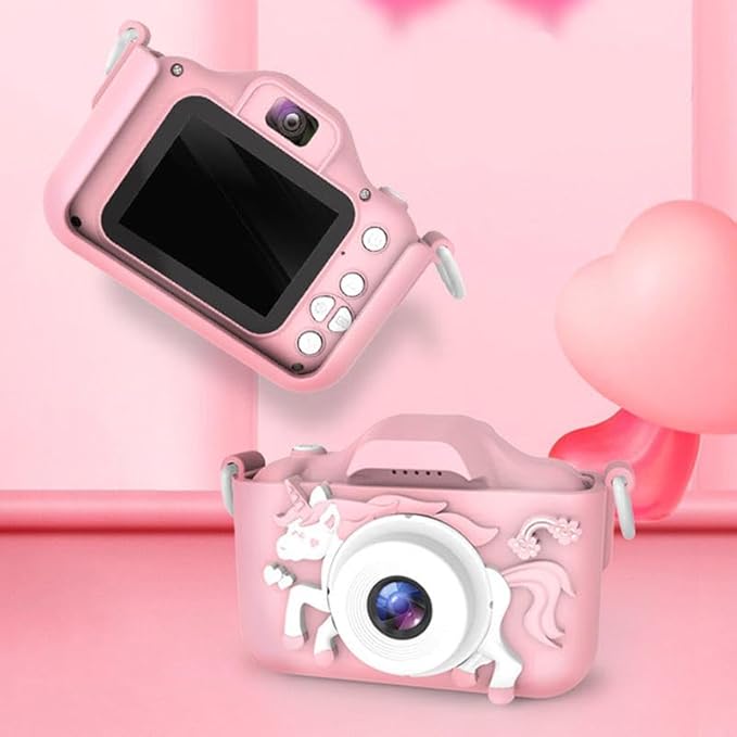 Portable Digital Camera with Silicone Cover - Compact Video Recording Device with 2.0" Screen, 32GB Memory, Fun Gift for Travel & Everyday Use (Pink)
