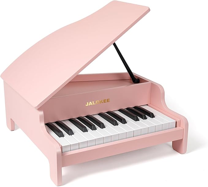 Kids Piano Keyboard, 25 Keys Grand Piano for Kids, Mini Music Educational Instrument Toy, Volume Adjustable, Wood Toy for Toddlers Girls Boys (Pink)