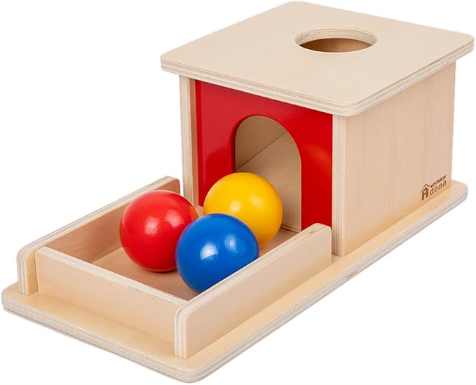 Adena Montessori Wooden Toy for 6-12 Month Baby 3 Balls,Sorting and Stacking Colorful Learning Education Toy for Toddler Kid 1-2 Year Old, Preschool Girl and Boy Gift Full Size Typical