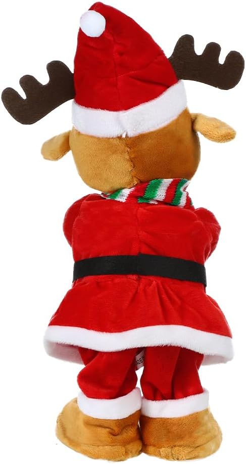 Twisting Singing Christmas Tree Santa Claus Reindeer Electric Musical Dancing Repeat What You Say Interactive Animated Plush Doll Figures with Songs Lights Funny Talking Glowing Doll Xmas Gift Decor