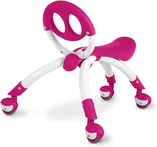 YBIKE Pewi Balance Bike Toddler Toys - Walking Ride On Toys, Toddler Push Car, Kids Bike for Ages 9 Months to 3 Yrs, Durable Push Toy, Comfortable, Indoor & Outdoor, Up to 44 Lbs, Raspberry