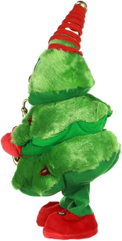 Twisting Singing Christmas Tree Santa Claus Reindeer Electric Musical Dancing Repeat What You Say Interactive Animated Plush Doll Figures with Songs Lights Funny Talking Glowing Doll Xmas Gift Decor