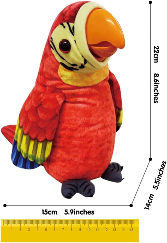WEofferwhatYOUwant Talking Parrot Toy - Large Plush Macaw - Voice Activated - Repeats What You Say - Mouth Moves Wings Flap - Soft & Cuddly - Playtime & Family Fun for All Ages
