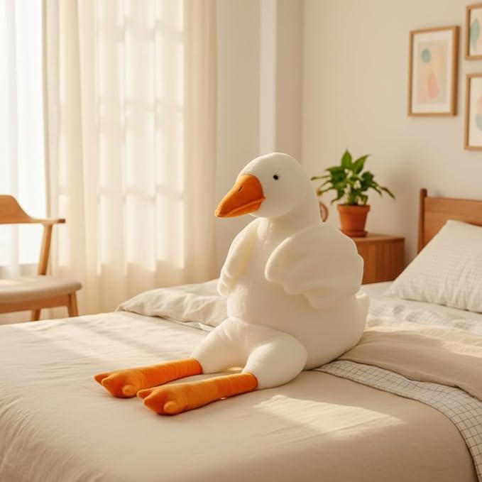 Giant Plush Goose Body Pillow, 75 inch Soft White Swan Stuffed Animal, Hugging Cushion for Kids and Adults! Great Gift