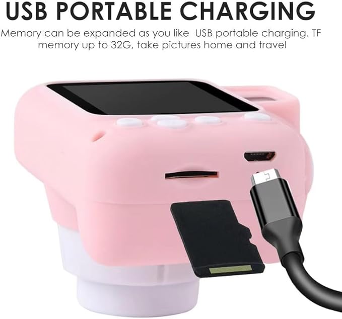 Portable Digital Camera with Silicone Cover - Compact Video Recording Device with 2.0" Screen, 32GB Memory, Fun Gift for Travel & Everyday Use (Pink)