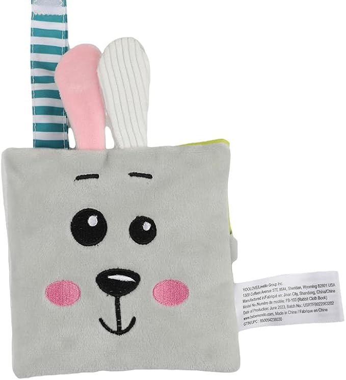 bebe mondo Crinkle Books for Babies, Soft Baby Books 0-6 Months, Infant Toys for 0-6-12-18 Months, Tummy Time Mirror Toy, Bunny Rabbit, Baby Gifts for Boys & Girls, Shower Gift