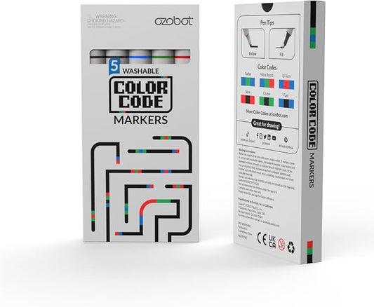 Ozobot Color Coding Markers, Color Variety for Creative STEM Education, Classroom & Home, Enhances Problem Solving & Critical Thinking Skills, Suitable for Ages 6+, Dual-Sided, 5 Pack