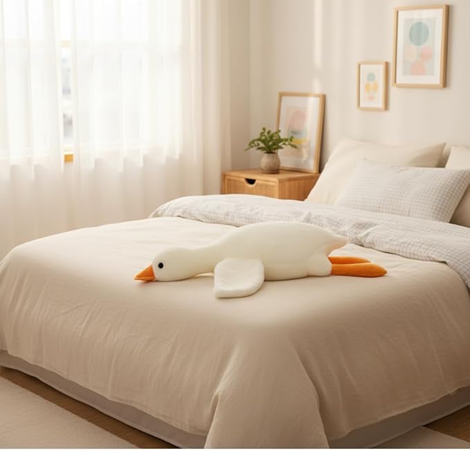 Giant Plush Goose Body Pillow, 75 inch Soft White Swan Stuffed Animal, Hugging Cushion for Kids and Adults! Great Gift