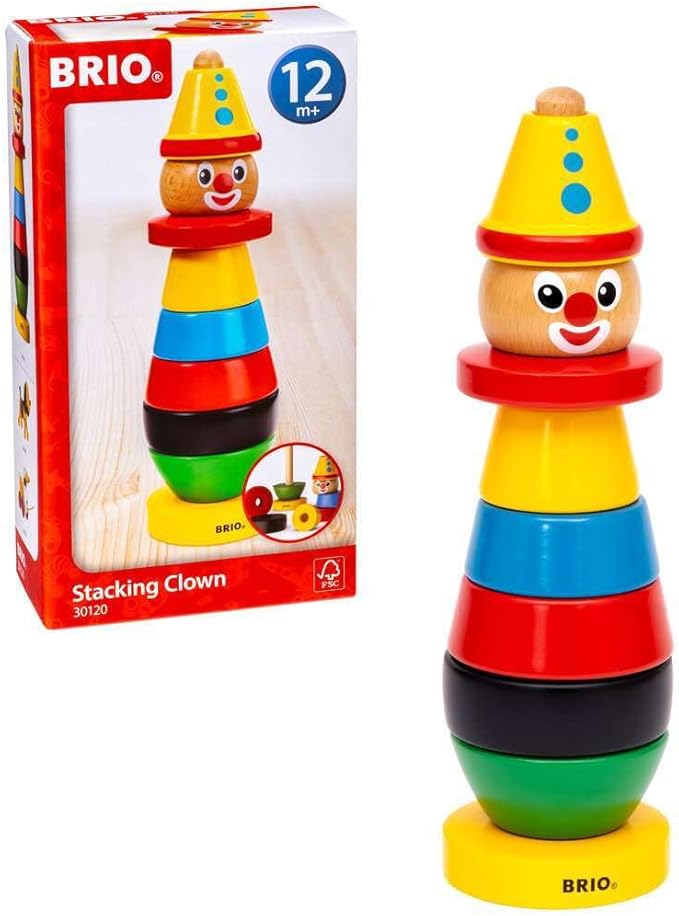 BRIO Infant & Toddler 30120 - Stacking Clown - 9 Piece Wood Stacking Toy for Kids Ages 1 and Up