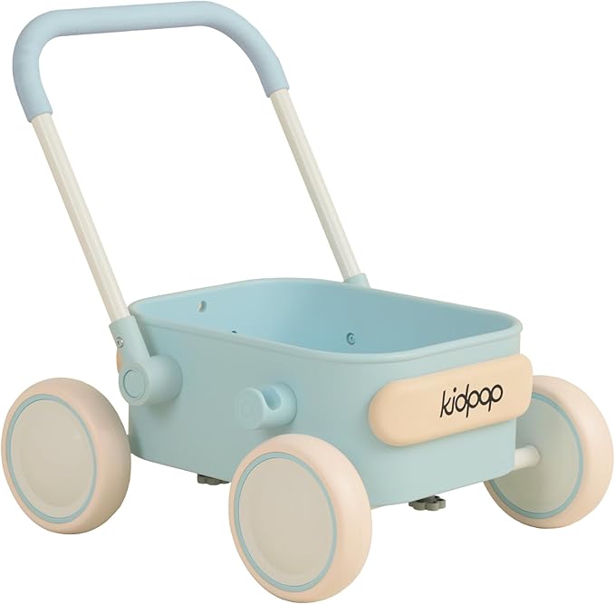 Kidpop PULA 2-in-1 Push and Pull-Along Wagon, Baby Push Walker for First Learner from 7 Month to 4 Year, One Year Birthday Gifts, Sturdy and Safe, Indoors and Outdoors (Blue)