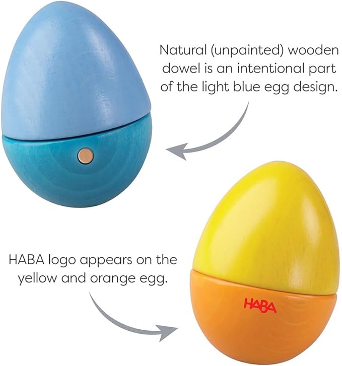 HABA Fun with Sounds Wooden Eggs - 5 Acoustic Sounds, Made in Germany, Kids Musical Instruments, Toddler Sensory Toys Montessori Toys for 2 yrs+