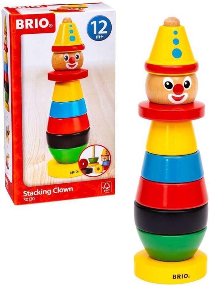 BRIO Infant & Toddler 30120 - Stacking Clown - 9 Piece Wood Stacking Toy for Kids Ages 1 and Up