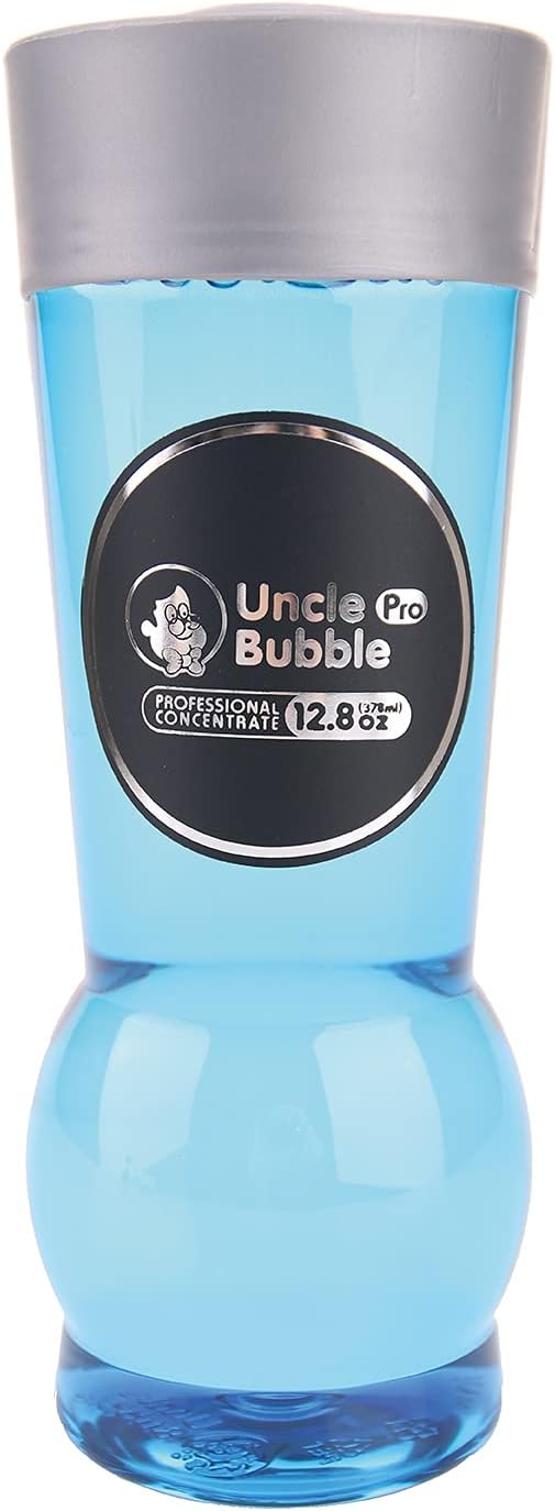 Uncle Bubble 12.8 Oz Concentrated Bubble Solution | Make 1 Gallon (1:9) Refill Solution for Kids Bubble Machine, Giant Wand and Gun Blower | Party Celebrations, Classroom Prizes, Toys (Silver Cap)