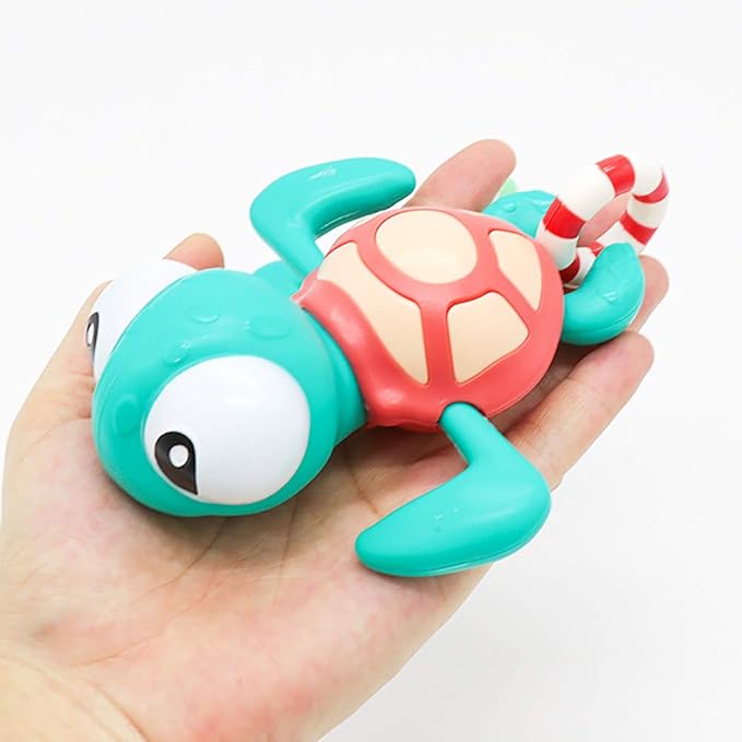 Pull String Baby Bath Toy Pull & Go Turtle Cute Swimming Turtle Windup Clockwork Bathtub Toy for Toddlers