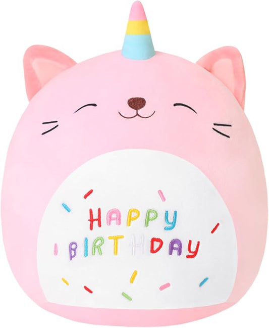 SQEQE Cat Plush Toy Unicorn Cat Stuffed Animal Cute Birthday Plushies Pillow Soft Plushie Doll Gifts for Kid Decor(Pink Caticorn, 14 Inch)