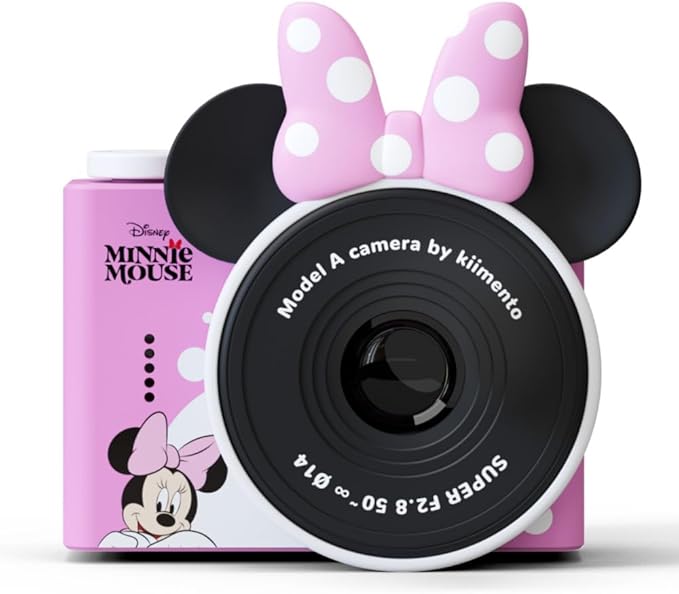 Minnie Mouse Mini Kids Toy Digital Camera & Video Camcorder for Ages 3-5, Teens and Adults, Selfie Lens, 20+ Filters, 12MP, 32GB, 1.55" Screen, Hand Made Strap - Model A by kiimento