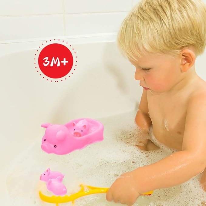 Baby Bath Toys 4Pcs Rubber Pink Pig Family Squeak Float Bath Ducks Bath Tub Shower Toys for Toddlers Boys Girls