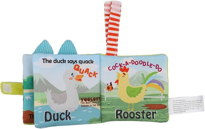 Soft Baby Books – Crinkle Cloth Books for Infants, Touch and Feel Sensory Toys, Baby Gifts for 0-6-12-18 Months, Bunny & Farm Theme (2-Pack)