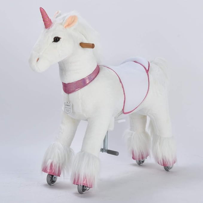 UFREE Ride on Unicorn, Unicorn Ride on Toy, Riding Unicorn, Plush Animal, Pink Unicorn for Kids, Ages 4-9