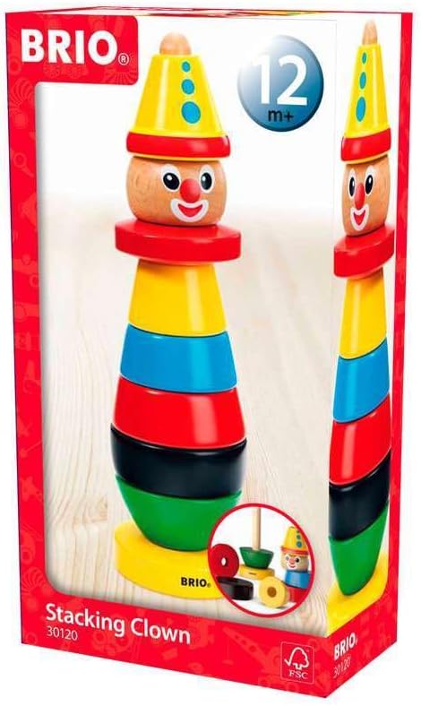 BRIO Infant & Toddler 30120 - Stacking Clown - 9 Piece Wood Stacking Toy for Kids Ages 1 and Up