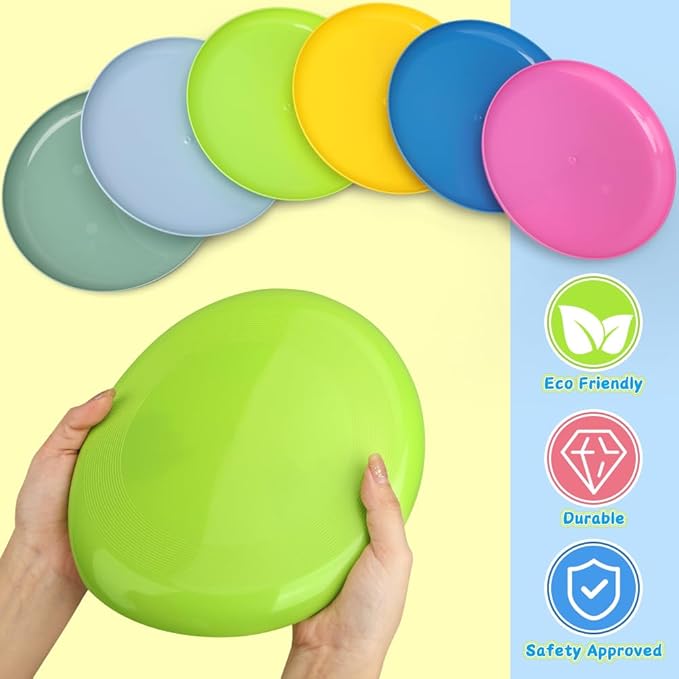 Sand Beach Toys Jumbo Thick 8" Flying Disc Toys For Kids Adults, Sport Yard Disc Game For Outdoor Beach Backyard, Lawn, Park Flying Ring Boys Girls Toss and Catch Game Party Favors Supplies(8 PACK)