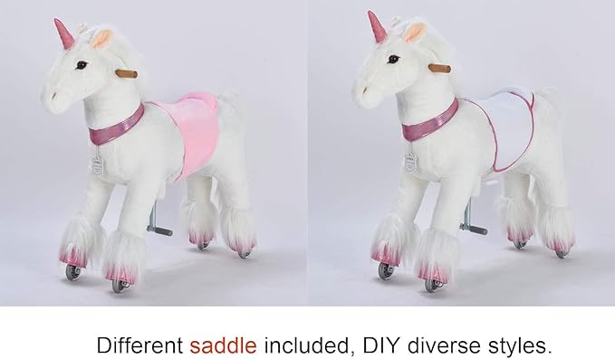 UFREE Ride on Unicorn, Unicorn Ride on Toy, Riding Unicorn, Plush Animal, Pink Unicorn for Kids, Ages 4-9