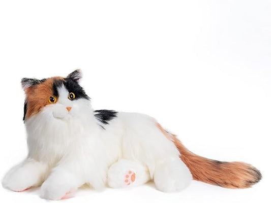 Chongker Interactive Companion Robot Cat, Weighted Breathing Stuffed Animals, Cat Plush Toy with Meow Voice, Breathing, Response, Realistic Heartbeat and Purring (Dark Calico Cat)