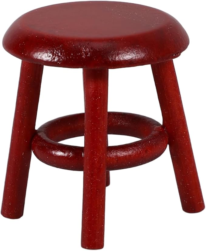 Totority Miniature Wooden Stool for Dollhouse Decor Tiny Furniture for Living Room Bedroom Study Retro Doll House Accessory