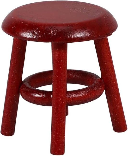 Totority Miniature Wooden Stool for Dollhouse Decor Tiny Furniture for Living Room Bedroom Study Retro Doll House Accessory