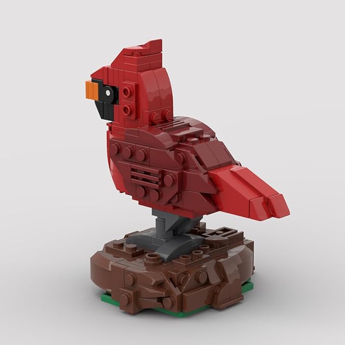 Northern Cardinal Building Blocks Set, Bird Animal Bricks for Room Art & Home Decor, MOC-153195 Collection, Creative Gift for Bird Enthusiasts & Adult Model Builders (204PCS)