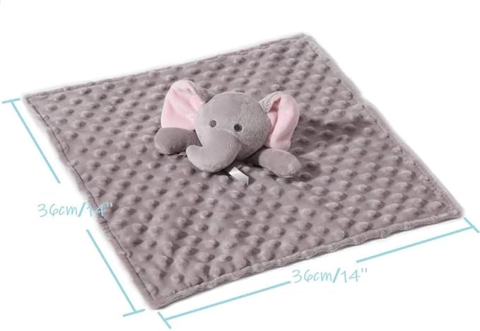 CREVENT Cozy Plush Baby Security Blanket, Loveys for Baby Girls and Boys, Birthday (Elephant +Cow)