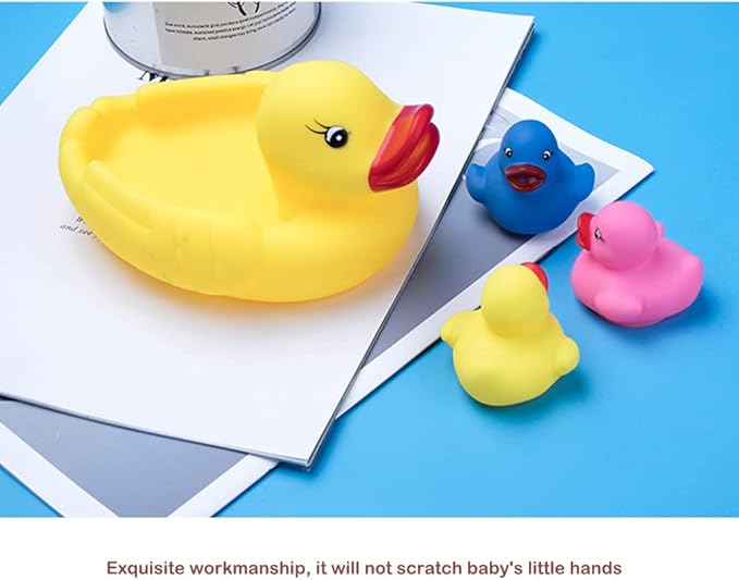 Bath Duck Toys Rubber Ducks Family Squeak and Float Duckies Baby Shower Toy Party Decoration for Toddlers Boys Girls (Colorful Duck Family)