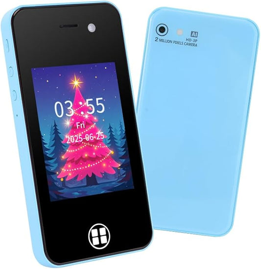 Kids Smart Phone, Christmas Birthday Gifts for Boys Girls Toddler Cell Phone Toys with Dual Camera Music Player Mini Educational Learning Games Fake Phone for 4-8 Year Old with 16G SD Card (Blue)