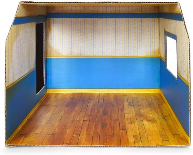 Kids' Bedroom Dollhouse Craft Kit – Easy to Build & Paint Miniature Room | Cardboard Room + 7 Wooden Pieces + Decoration Sheets | 1:12 Scale | Sam & Julia's Mouse Mansion