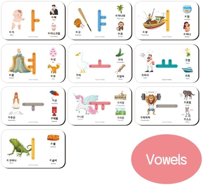 SSol & Sam Korean Alphabet Learning Toys – Hangul – Learn Korean for Kids, Animal Pattern, Matching Puzzle with Wooden Letters in Pastel Colors and Flash Cards (Hangul)